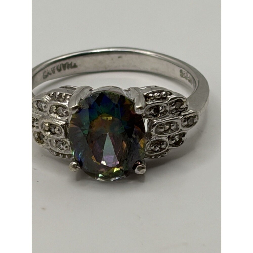 Sterling Silver Mystic topaz ring size 8 925